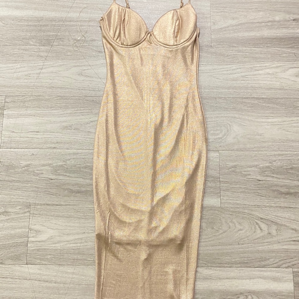 Tan/gold  strappy midi dress #fashionnova
